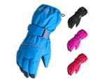 Kids Outdoor Five-fingers Solid Color Warm Riding Gloves Non-slip Ski Mittens - Blue A