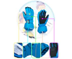 Kids Outdoor Five-fingers Solid Color Warm Riding Gloves Non-slip Ski Mittens - Blue B