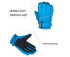Kids Outdoor Five-fingers Solid Color Warm Riding Gloves Non-slip Ski Mittens - Black C