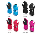 Kids Outdoor Five-fingers Solid Color Warm Riding Gloves Non-slip Ski Mittens - C Rose Red