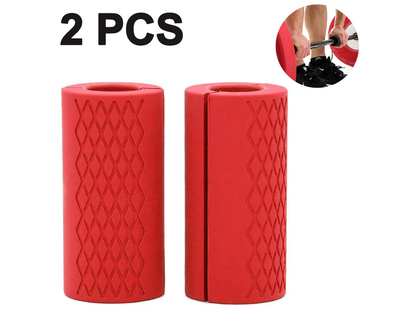 2Pcs Silicone Dumbbell Grip - Red