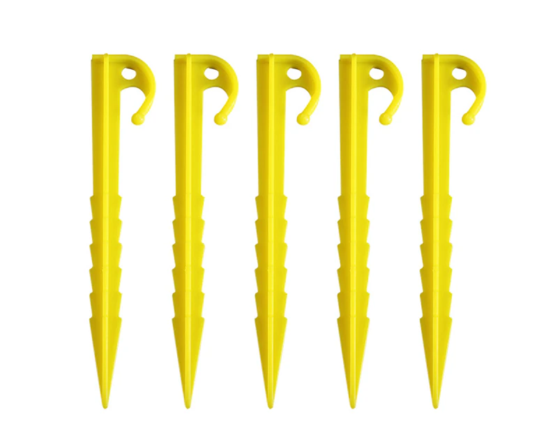 5Pcs Ground Nail Sawtooth Stable Thick High Hardness Tent Stakes for Camping - Yellow