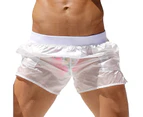 Breathable Swim Trunks Soft Beachwear See-through Design Swimming Pants Water Sports Clothing - White L