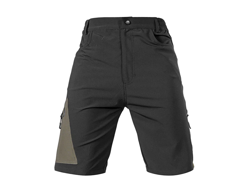 Casual Cycling Shorts Sweat-absorbent Zipper Pocket Contrast Color Elastic Waist Straight Leg Short Pants Cycling Clothes - Black