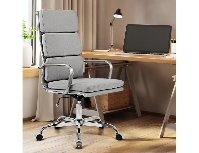 Furb Ergonomic Executive Eames Office Chair Height Adjustable Fabric Sliver/Grey