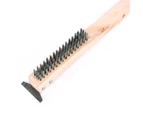 Wire Brush Heavy Duty Rust Removal Wood Long Handle Cleaning Brush for Barbecue