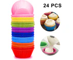 Cake mould,24pcs8 colors  7cm cake cupSilicone Cupcake Liners,24 Pcs Reusable Silicone Baking Cups