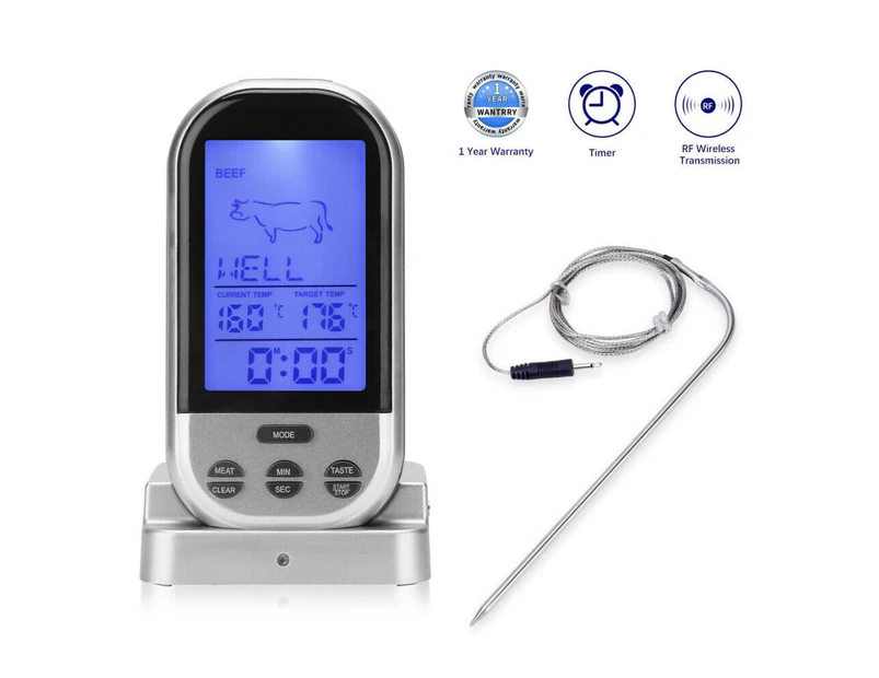 Meat Thermometer Wireless Roasting/Grill Thermometer, External Xxl Display, 8 Types Of Meat (Meat Thermometer Wireless)
