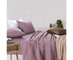 Amsons Royale Cotton Sheet Set - Fitted Flat Sheet With Pillowcases - Dusky Pink