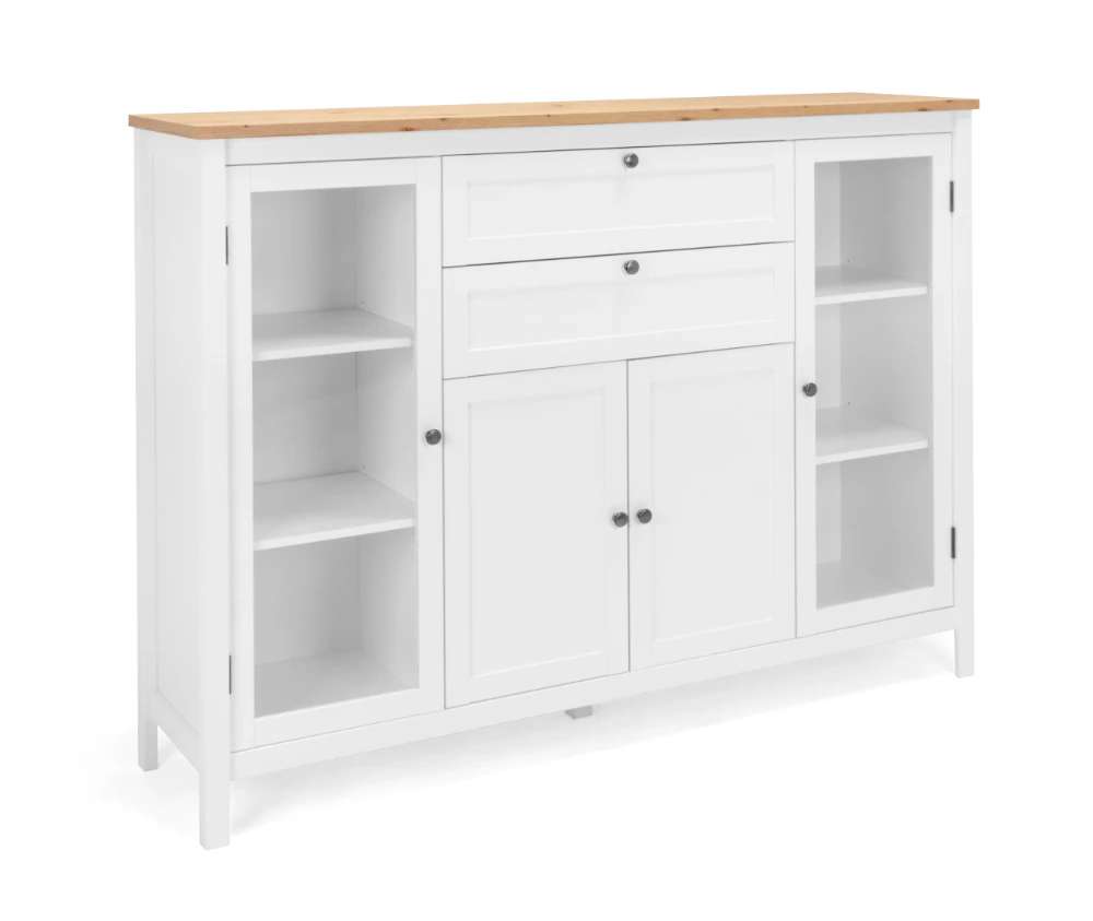 Kodu Bergen Buffet Hamptons Sideboard Storage Cupboard Cabinet 4 doors 2 drawers white and woodgrain