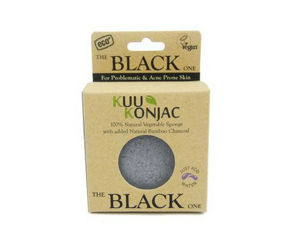 KUU Konjac Sponge with Bamboo Charcoal for Dry, Acne Prone & Problematic Skin