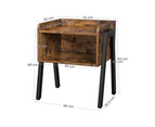 Vasagle Side Table with Open Compartment Rustic Brown/Black