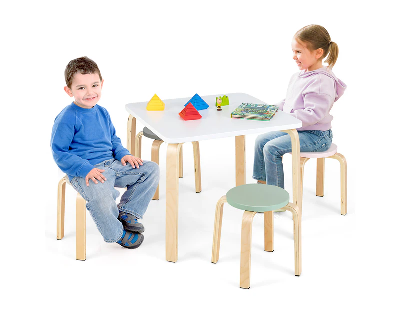 Giantex 5 Pieces Kids Table & Chair Set Toddler Play Activity Study Play Set Colorful Furniture Set for Kids Room Gift