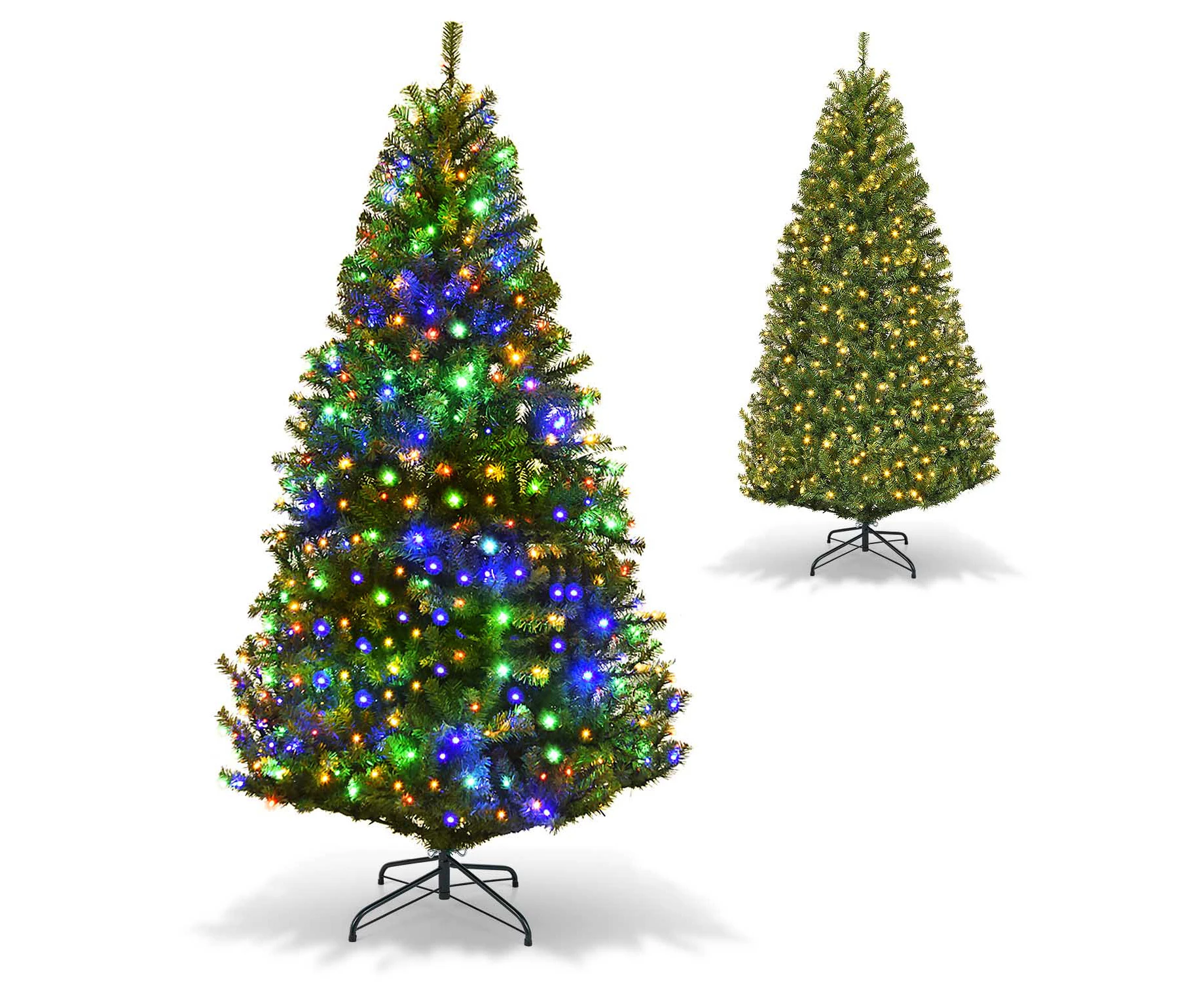 Costway 1.5m Pre-Lit Artificial Holiday Christmas Xmas Tree with 11 Mode & Multicolor Lights