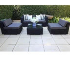 Gartemobe Outdoor Wicker Lounge Setting,European Styled,Charcoal hazelnut