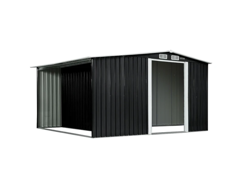 Wallaroo Garden Shed with Semi-Close Storage 6*8FT - Black