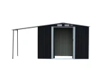 Wallaroo 4x8ft Zinc Steel Garden Shed with Open Storage - Black