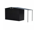 Wallaroo 4x8ft Zinc Steel Garden Shed with Open Storage - Black