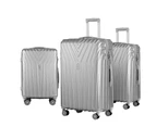 Wanderlite 3pc Luggage Trolley Set Suitcase Travel TSA Hard Case Carry On Silver Lightweight