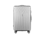 Wanderlite 3pc Luggage Trolley Set Suitcase Travel TSA Hard Case Carry On Silver Lightweight