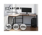 Artiss Computer Desk L-Shape CPU Stand Brown 147CM