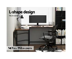 Artiss Computer Desk L-Shape CPU Stand Brown 147CM