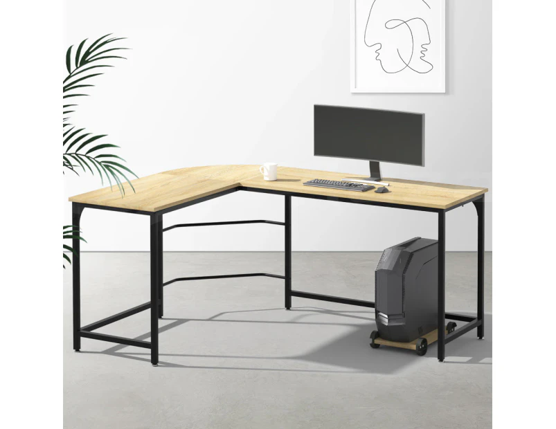 Artiss Computer Desk L-Shape CPU Stand Oak 147CM