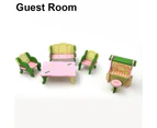 Wooden Miniature Doll House Furniture Room Set Toy Xmas Gift for Child Kids- Guest Room