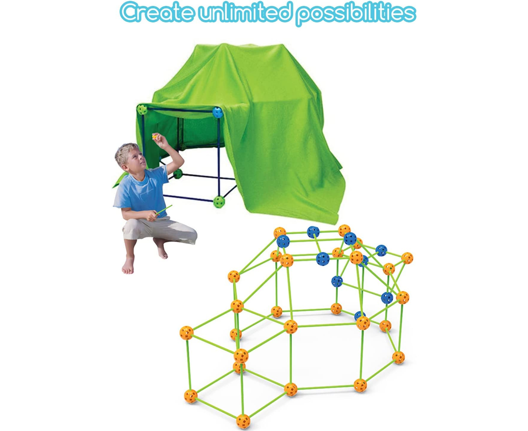 Kids Construction Toys Fort Tent Building Kits DIY 3D Play Tent