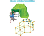 175pcs Kids Construction Creative Fort Building Kit 3D Play House Tent for Boys & Girls Learning Toys DIY Building Castles Tunnels Play Tent Rocket Tower