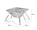 Fire Pit Charcoal BBQ Grill Camping Cooking Outdoor Portable Stainless Steel Stove