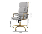 Furb Executive Office Chair Ergonomic High-Back Fabric Seat Gold Frame Light Grey