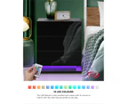 Oikiture Bedside Table RGB LED Nightstand Cabinet 3 Drawers Side Table Furniture Black