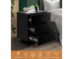 Oikiture Bedside Table RGB LED Nightstand Cabinet 3 Drawers Side Table Furniture Black