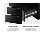 Oikiture Bedside Table RGB LED Nightstand Cabinet 3 Drawers Side Table Furniture Black