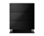 Oikiture Bedside Table RGB LED Nightstand Cabinet 3 Drawers Side Table Furniture Black