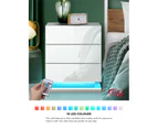 Oikiture Bedside Table RGB LED Nightstand Cabinet 3 Drawers Side Table Furniture White