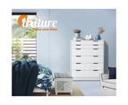 Oikiture 6 Chest of Drawers Tallboy - White