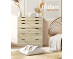 Oikiture 6 Chest of Drawers Tallboy - Natural