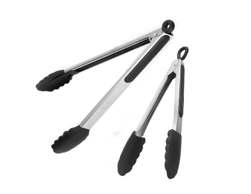 Gera 2pcs Kitchen 18/10 Stainless Steel Tongs 23cm 30cm Cooking Salad Serving
