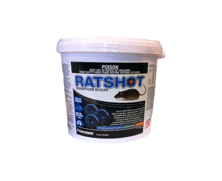 Ratshot Rat Mouse Rodent Poison Bait Blocks Difenacoum Blue One Feed