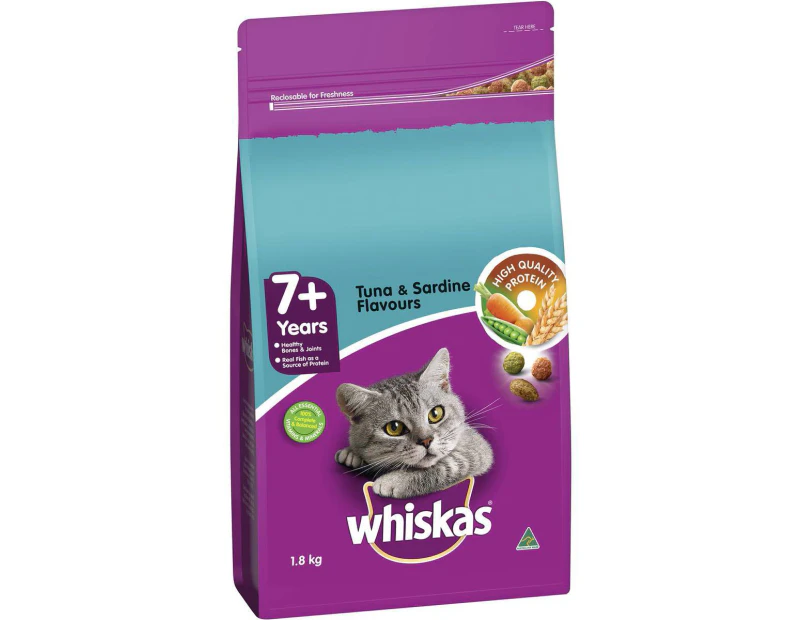 Whiskas Mature 7 Years Dry Cat Food Tuna Sardine Flavour 1.8kg