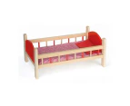 Viga Wooden Doll Bed Red Panel with Bedding