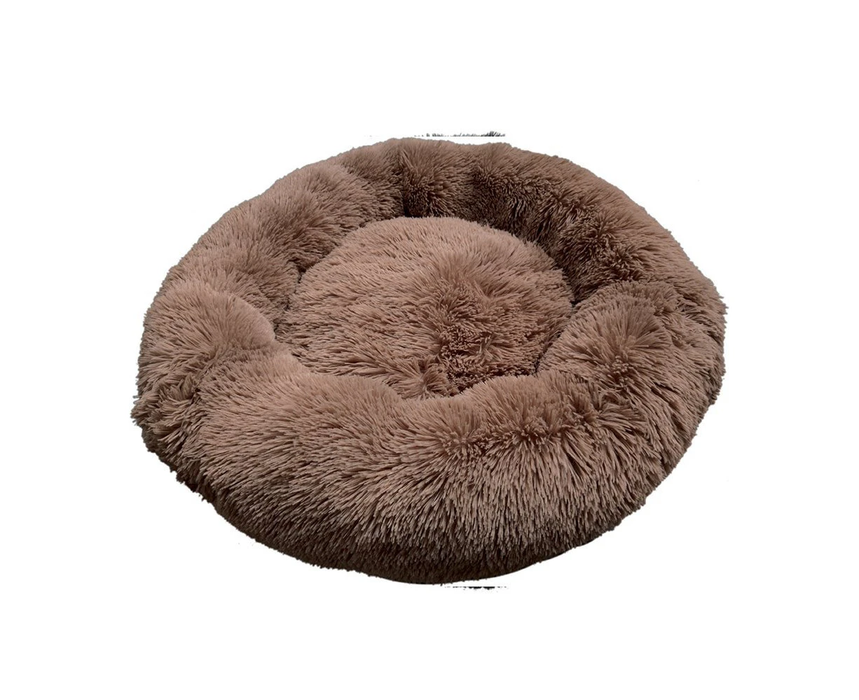 Prestige Pet Snuggle Buddies Calming Cuddler Plush Dog Bed Brown 80cm