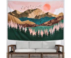 Tapestry Sunset Birds Boat Lake Tapestry Watercolor Nature Landscape Tapestries Wall Hanging for Room Printed Ukiyo-e Tapestry