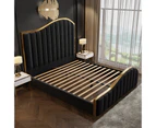 Royal Sleep Stella Queen Bed Frame Velvet Solid Wooden Base Platform Black Gold - Carbon Black