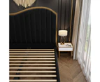 Royal Sleep Stella Queen Bed Frame Velvet Solid Wooden Base Platform Black Gold - Carbon Black