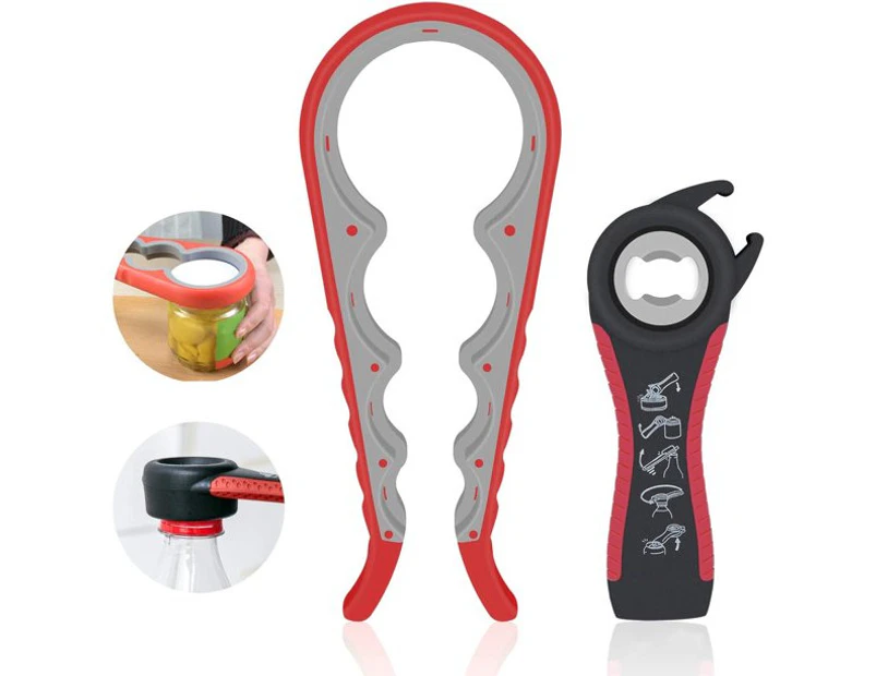 Jar Opener 5 in 1 Multi Function Can Opener Bottle Opener Kit with Silicone Handle for Anyone