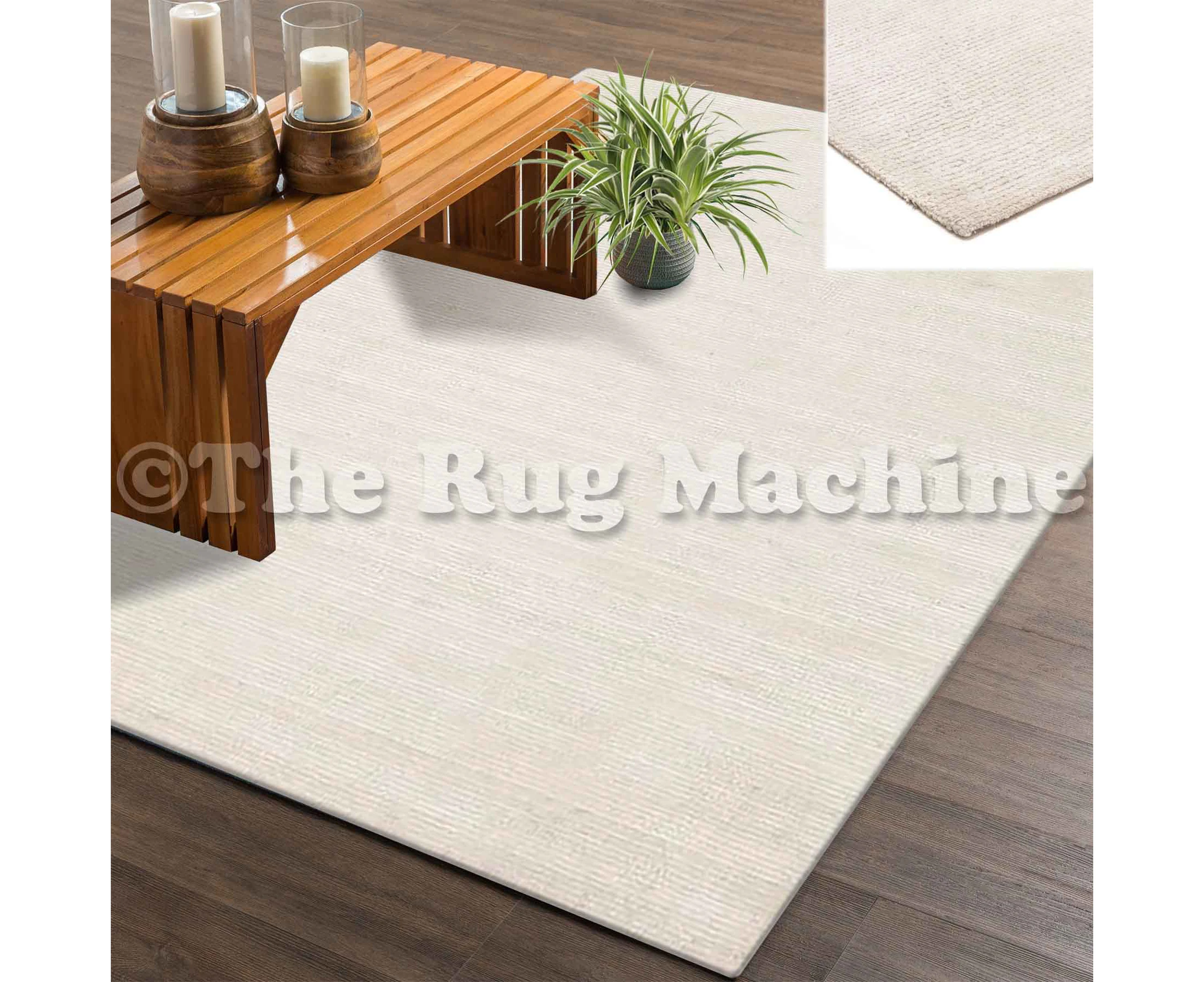 ILLUSION LOOP PILE RAYON/COTTON IVORY FLOOR RUG (L) 190x280cm - Ivory