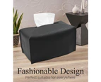 24.13x12.7x12.7cm Black Tissue Box Cover Modern Decorative PU Leather Rectangular for Vanity Counter, Nightstands, Living Room, Office and Car
